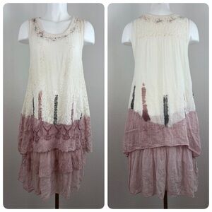 Italian Romantic Shabby Chic Lace Layered Dip-Dye Dress (no size)